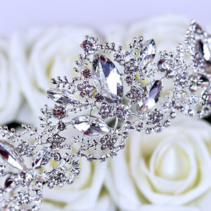 Baroque bridal tiara crown crystal silver wedding